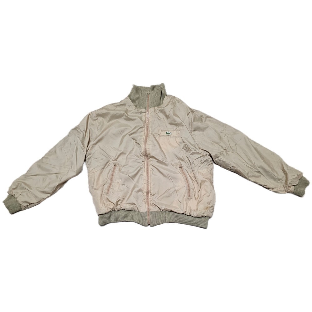 Lacoste (Vtg.) Mens Bomber Jacket, Full Zip, Beige, reversible - Picture 2 of 8